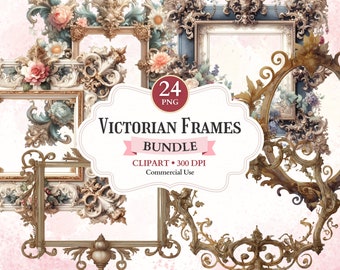 Victorian Frames Clipart Bundle, Antique Printable Frame Png to Ornate Picture, Borders Clipart, Decorative Design Elements, Invitation