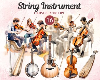 String Instrument Clipart, Musical Instrument, Violin, Guitar, Harp, Banjo, Musician, Music Clipart, Music Png
