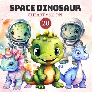 Clipart dinosaure de l'espace, Aquarelle, Kawaii, Espace mignon, Clipart galaxie, Univers, Png, Cosmos, Aventures, Graphismes, Fête, Animaux
