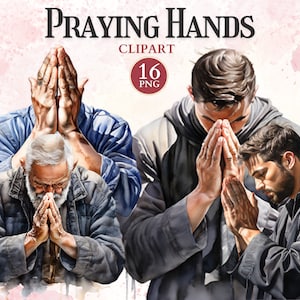 Clipart mains en prière, graphiques de prière, Bible Png, clipart prière, icône chrétienne, icônes catholiques numériques, graphique croix