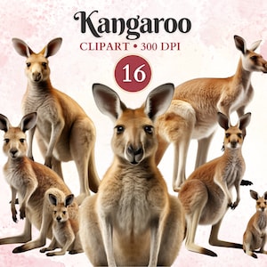 Canguro Clipart, Animales Salvajes, Canguro Png, Clipart de Vida Silvestre, Animales Australianos, Vida Silvestre Australiana, Libro de Chatarra