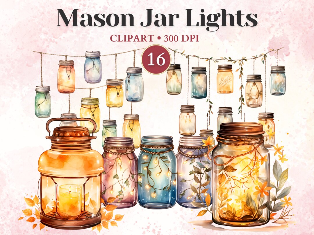 Mason Jar Lights Clipart Christmas Light Png String Fairy Etsy