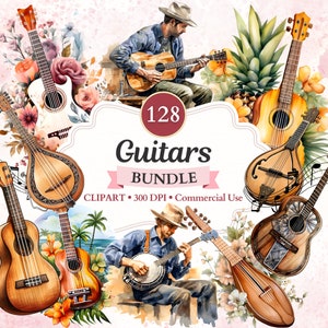 Guitars Clipart Bundle, Guitar Png, Guitarist, String Instrument, Musical Instrument, Music Clipart, Music Png