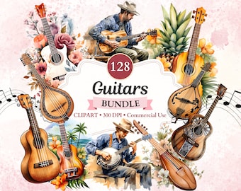 Guitars Clipart Bundle, Guitar Png, Guitarist, String Instrument, Musical Instrument, Music Clipart, Music Png