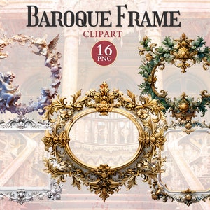 Baroque Frame Clipart, Picture Frame Png, Baroque Png, Border Png, Border Vector, Ornamental Clipart, Rococo Png
