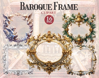 Baroque Frame Clipart, Picture Frame Png, Baroque Png, Border Png, Border Vector, Ornamental Clipart, Rococo Png