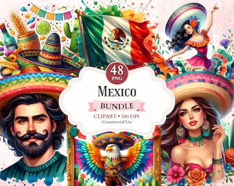 Mexico Clipart, Dia de Los Muertos, Taco Clipart, Cinco de Mayo Png, Sombrero, Pinatas, Mexican Fiesta, Papel Picado, Viva Mexico Png