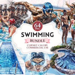 Simning Clipart Bundle, Simma Png, Simmare Png, Simbassäng, Vatten Clipart, Sportgrafik, Sportbild