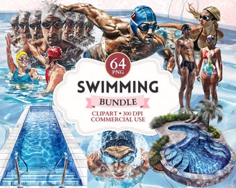 Swimming Clipart Bundle, Swim Png, Swimmer Png, Swimming Pool, Water Clipart, Sport Graphics, Sport Image
