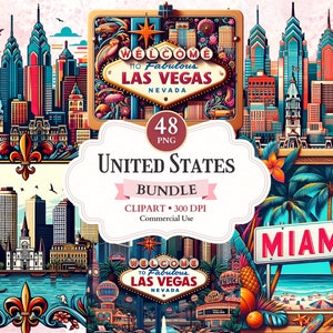 Imágenes Prediseñadas de Estados Unidos, Signo de Las Vegas, Las Vegas Nevada, Miami Beach, Miami Florida, Máscara de Mardi Gras, Nueva Orleans, Filadelfia PA
