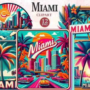 Miami Clipart, Miami Florida, Palme Png, Florida Urlaub, Stadtsilhouette, USA Flagge Clipart, Urlaubsgrafik, amerikanisches Symbol