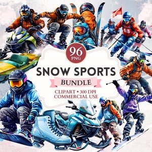 Bundle de cliparts sport de neige, ski, patin à glace, snowboard, neige PNG, clipart hiver, sports d'hiver, montagne, image de sport