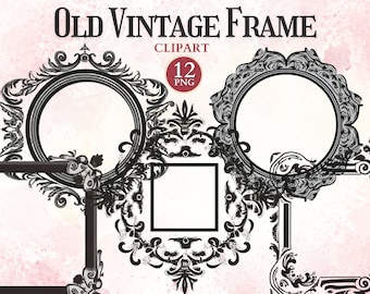 Vintage Frame Clipart, Old Antique Printable Frames Png, Ornate Picture, Borders Clipart, Decorative Elements, Sublimation Design