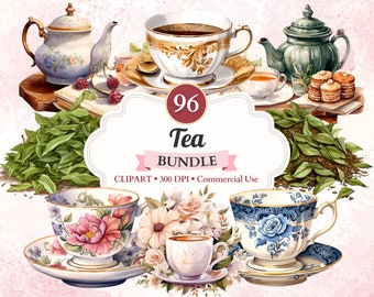 Tea Clipart, Bundle, Tea Png, Teapot Clipart, Tea Cup Clipart, Tea Cup Png, Tea Mug, Tea Set, Tea Time, Tea Party, Scrapbook