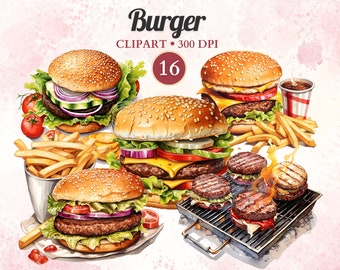 Burger Clipart, Burger Png Vector, Meat Clipart, American Food, Grill Clipart, Meal, Bbq, Junk Food, Cooking Png, Fast Food Png
