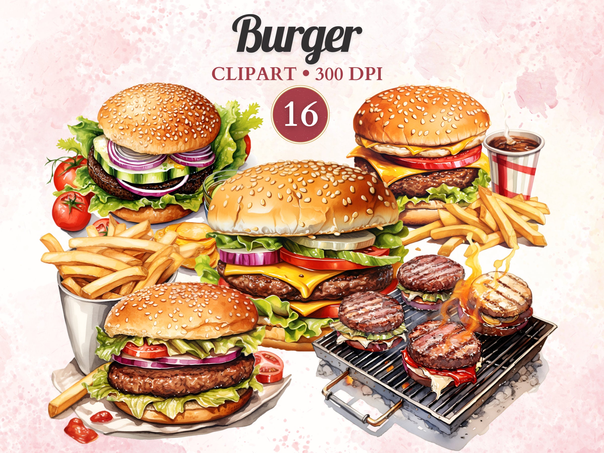 Burger Clipart, Burger Png Vector, Meat Clipart, American Food, Grill
