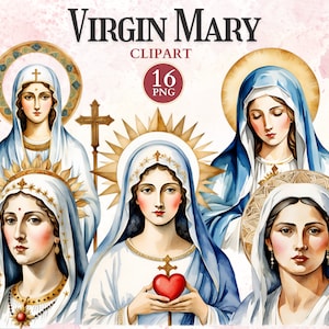 Clipart della Vergine Maria, Clipart della Chiesa, Png della Bibbia, Png di Gesù, File di taglio della fede, Icone cattoliche digitali, Vettore della Vergine Maria