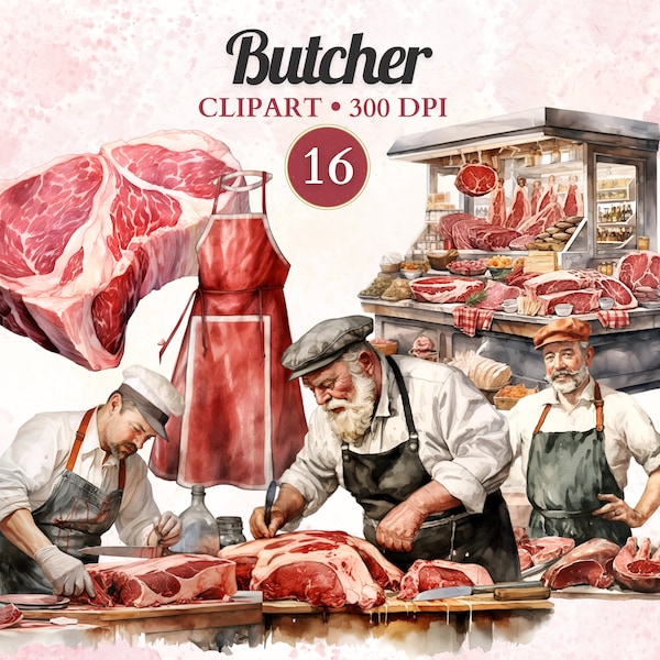 Butcher Clipart, Butcher Png, Butcher Vector, Butcher Knife, Steak, Meat Clipart, Meal Clipart, Cooking Png, Food Vector