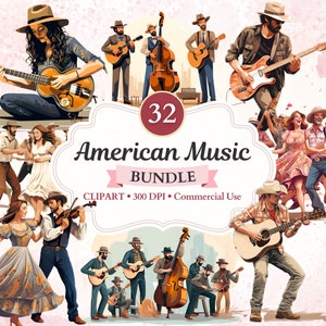 Pacote De Clipart De Música Americana, Música Country, Bluegrass, Músico Png, Cowboy, Clipart De Música, Música Png