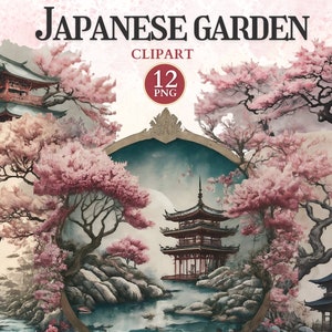 Japanischer Garten Clipart, Zen-Garten, Kirschblüte Png, japanische Kultur, kulturelle Symbole, Sakura png, Sakura Flower