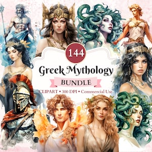 Bundle de cliparts mythologie grecque, énergie divine féminine, clipart mythologie, dieux grecs, mont Olympe, usage commercial