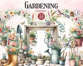 Gardening Frame Clipart, Garden Farmhouse Border Png, Printable Photo Frame Png, Greenery Foliage Wreath, Ornate Picture, Sublimation