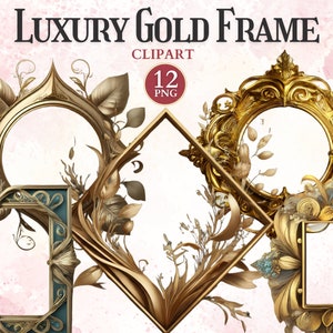 Luxury Gold Frame Clipart, Old Vintage Printable Frames Png to Ornate Picture, Borders Clipart, Decorative Design Elements, Invitation