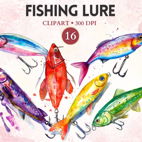 Fishing Lure Clipart, Fishing Watercolor, Fisherman Clipart, Sport Graphics, Sport Image, Transparent Background Clip Art