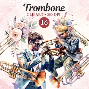 Trombone Clipart, Trombone Png, Wind Instrument, Brass Instrument, Music Clipart, Music Png, Orchestra, Marching Band