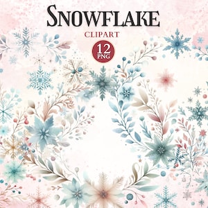 Snowflake Frame Clipart, Winter Border Png, Printable Photo Frame Png, Nature Wreath, Ornate Picture, Wedding Invitation