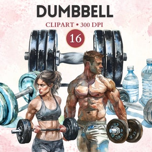 Clipart con manubri, Png con manubri, Clipart per palestra, allenamento per la forza, attrezzatura per l'allenamento, grafica sportiva, immagine sportiva