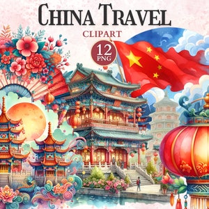China Travel Clipart, Dragon Vector, Chinese Designs, Chinese New Year, Year of The Dragon, Great Wall of China, Asian Design