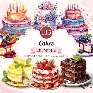 Cakes Clipart Bundle, Set, Png, Sweet Food, Bakery, Dessert, Collection, Graphics, Party, Birthday, Wedding, Commercial Use