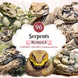 Pacote de clipart de serpentes, clipart de réptil, clipart de cobra, cobra png, silhueta de serpente, vetor de animal, herpetologia