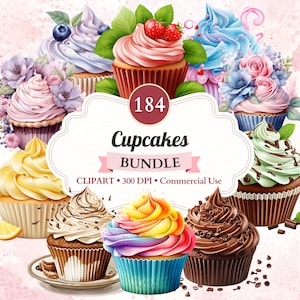 Cupcake Clipart Bundle, Set, Cupcake Einladung, Png, Kuchen Clipart, Dessert, Bäckerei, Geburtstag, Süß, Party, Topper, Essen, kommerzielle Nutzung