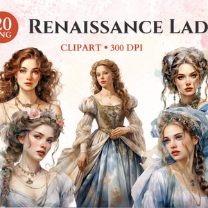 Renaissance Lady Clipart, Old Scrapbook Lady, Antique Clipart, Renaissance Inspired, Old Image Printable, Transparent Png, Instant Download