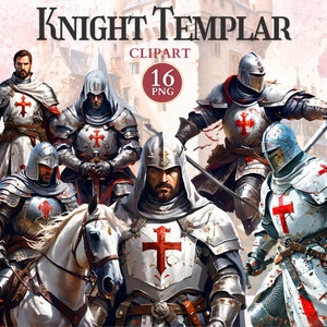 Knight Templar Clipart, mittelalterlicher Ritter, Schwert Clipart, Rüstung, Mittelalterliches Bild, Historisches Png, Fantasy Geschichte, Scrap Buch