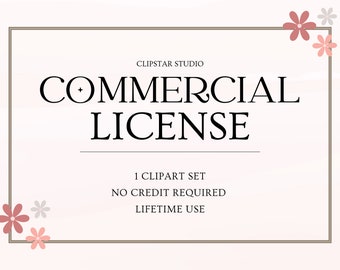 1 Single Clipart Set Commercial License, One-Time Commercial Use License, No Credit Required, Lifetime Use