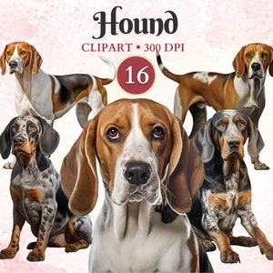 Hound Clipart, Hound Dog Art, Dog Silhouette Clip Art, Pet Graphics, Dog Vector, Canine Clipart, Scrap Book