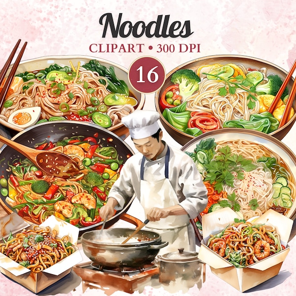 Noodles Clipart, Chinese Food, China Clipart, Asian Cuisine, Asian Food, Food Clipart, Cooking Clipart, Recipe Clipart