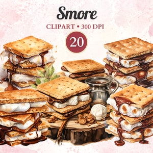 Smore Clipart, Marshmallow Clipart, Traditional Sweet, Delicious Dessert, Campfire Png, Baking Image, Bakery Graphic