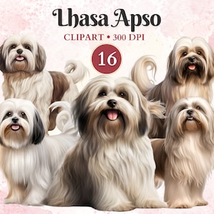Lhasa Apso Clipart, Lhasa Apso Png, Raza de Perro Png, Gráficos de Mascotas, Vector de Perro, Clipart Canino, Libro de Chatarra