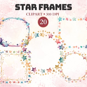 星のフレーム クリップアート、水彩画、ボーダー クリップアート、スペース、宇宙、Png、銀河、コスモス、魔法、天体フレーム、幾何学、円、正方形