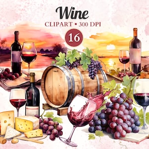 Clipart de vino, copa de vino, botella de vino, imágenes prediseñadas de uvas, vino y queso, uvas y vino, barril de vino, viñedo, bodega