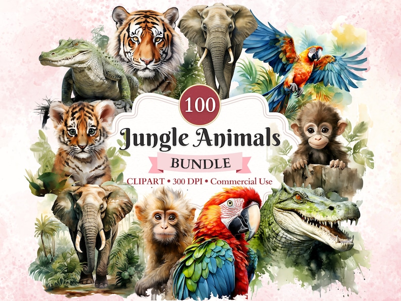 Jungle Animals Clipart Bundle, Forest Animal, Woodland Animal, Jungle ...