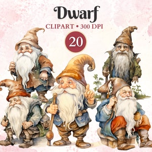 Clipart nano, nano con ascia, gnomo da giardino, personaggio fiabesco, storia fantasy, immagine magica Png, libro di ritagli