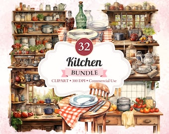 Kitchen Clipart Bundle, Country Kitchen, Kitchen Item, Cooking Clipart, Cooking Png, Cooking Vector, Food, Cuisine Clipart