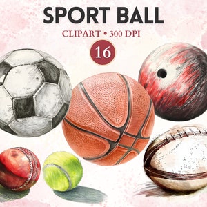 Realistic Sport Ball Clipart, Soccer Ball, Basketball, Baseball, Tennis, Football, Sport Clipart, Sport Image