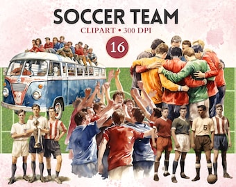 Watercolor Soccer Team Clipart: Sport Graphics (PNG, 16 Images)