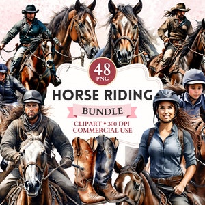 Horse Riding Clipart Bundle, Horse Rider Clipart, Horseback Riding, Equestrian Png, Horse Png, Sport Graphics